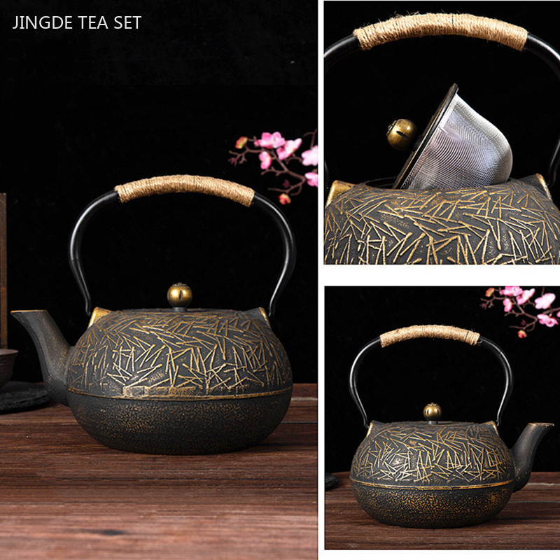 Cast Iron Tetsubin - 900 مللي مخصصة الحديد الزهر الشاي